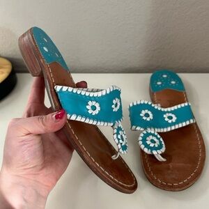 Jack Rogers | Blue White Leather Sandals Sz 6‎